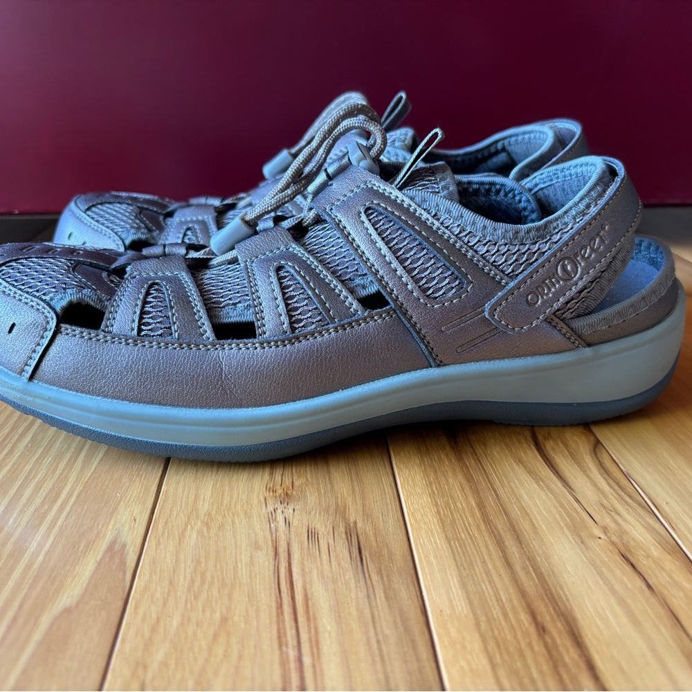 Orthofeet Womens Sandals Verona Heel Strap Arch Support Pewter Blue 9.5 X-Wide